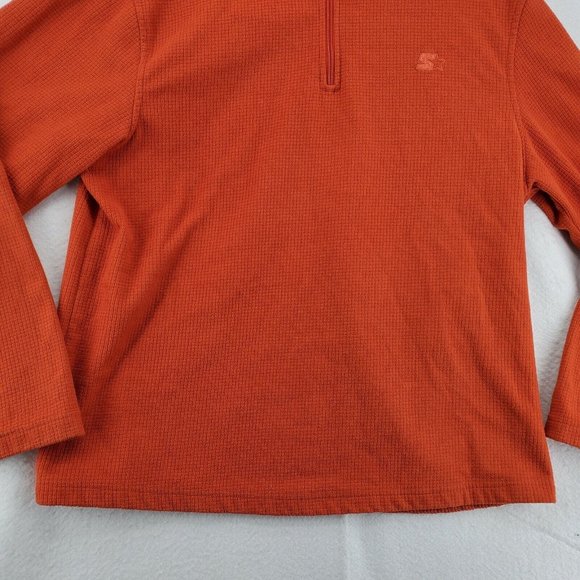 Starter Sweater Mens 1/4 Zip Fleece Orange Sweatshirt Pullover Size Medium - Picture 3 of 12